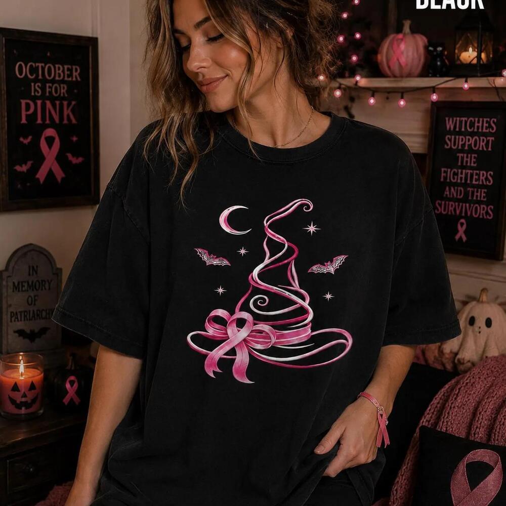 Ribbon Witch Hat Shirt, Awareness Halloween Tee ()